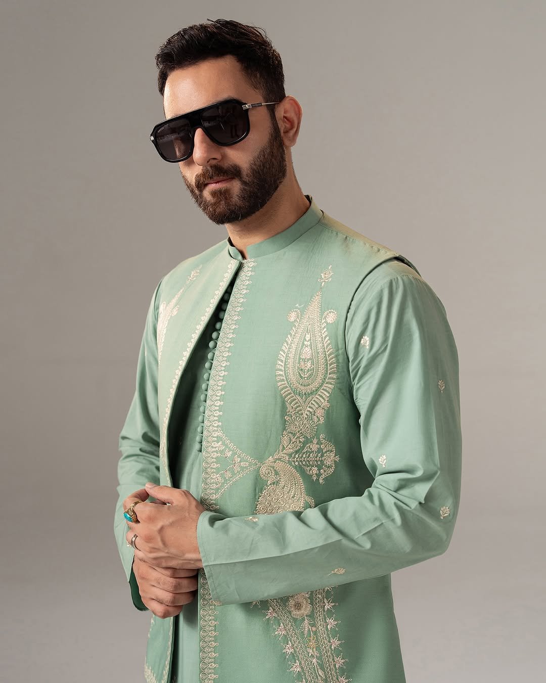 A Men Monsoon Wedding Wear Pista Green - Image 3