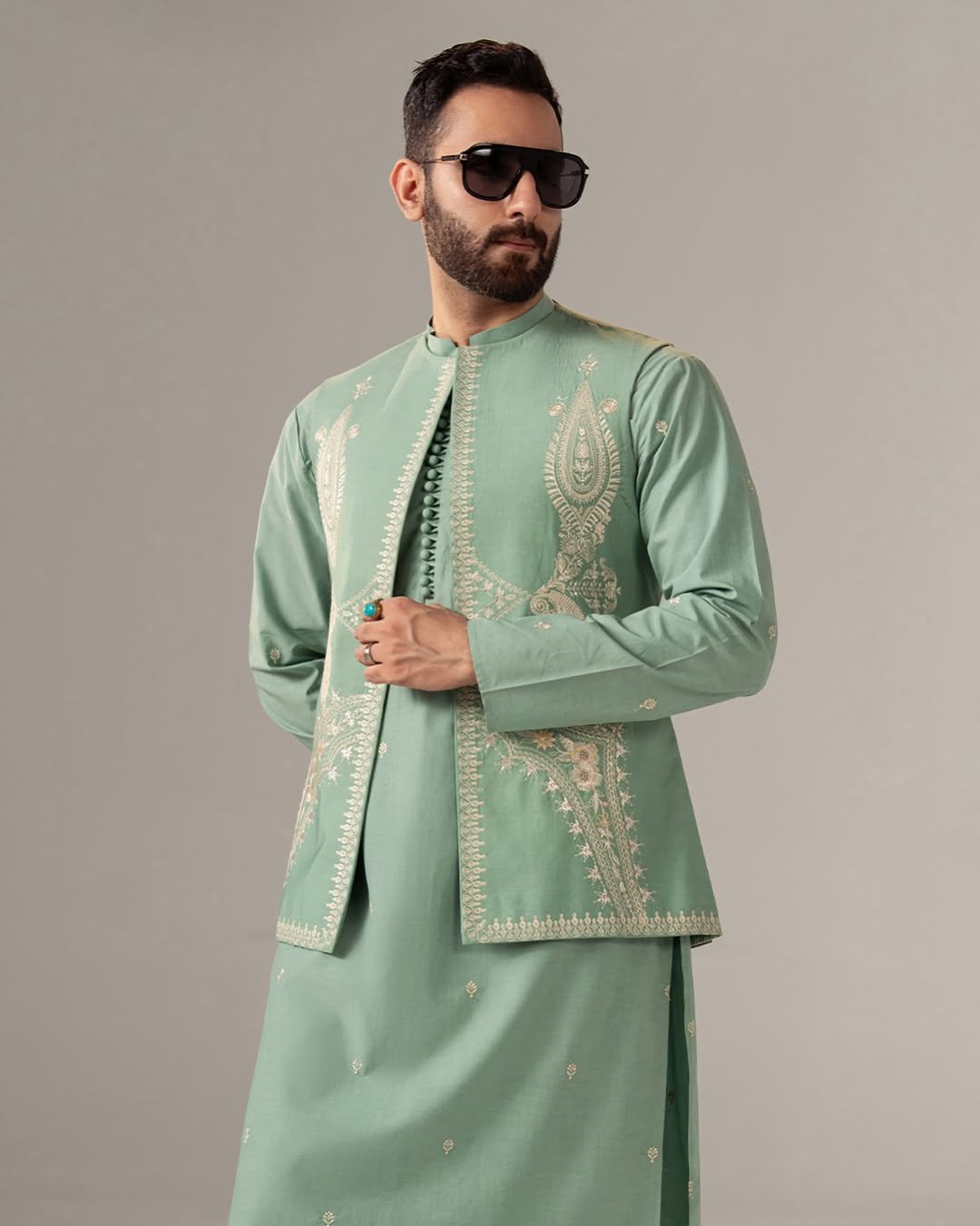 A Men Monsoon Wedding Wear Pista Green - Image 2