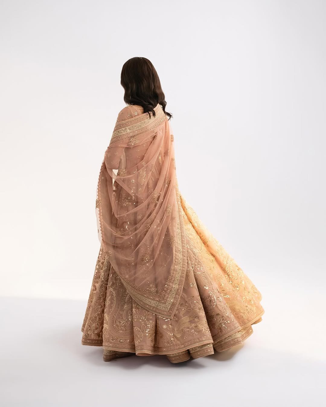 A Women Monsoon Wedding Wear Gown Dusty Pink - Image 3