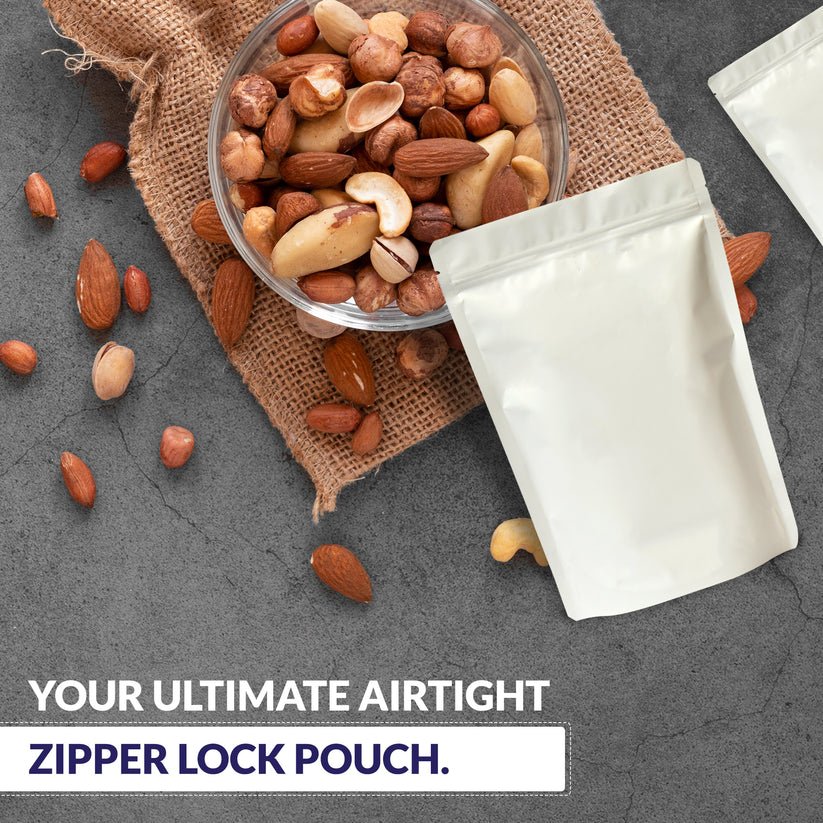 Matte white milky standup pouch zipper- food packaging - Image 3